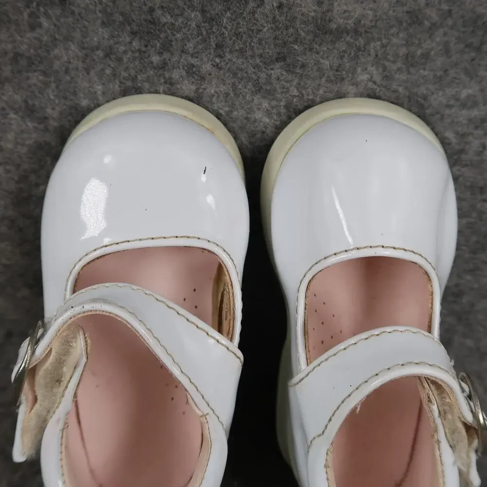 Baby Dress Shoes Mary Jane White Patent Closed Toe Classic Hook N Loop Straps